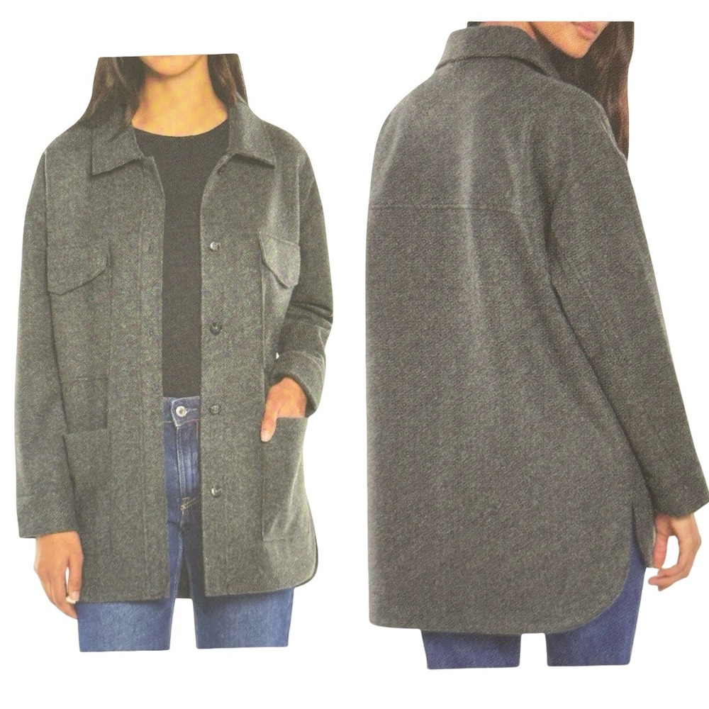 Banana Republic Womens Large Gray Shirt Jacket Pocket Button Down Felted
Flannel